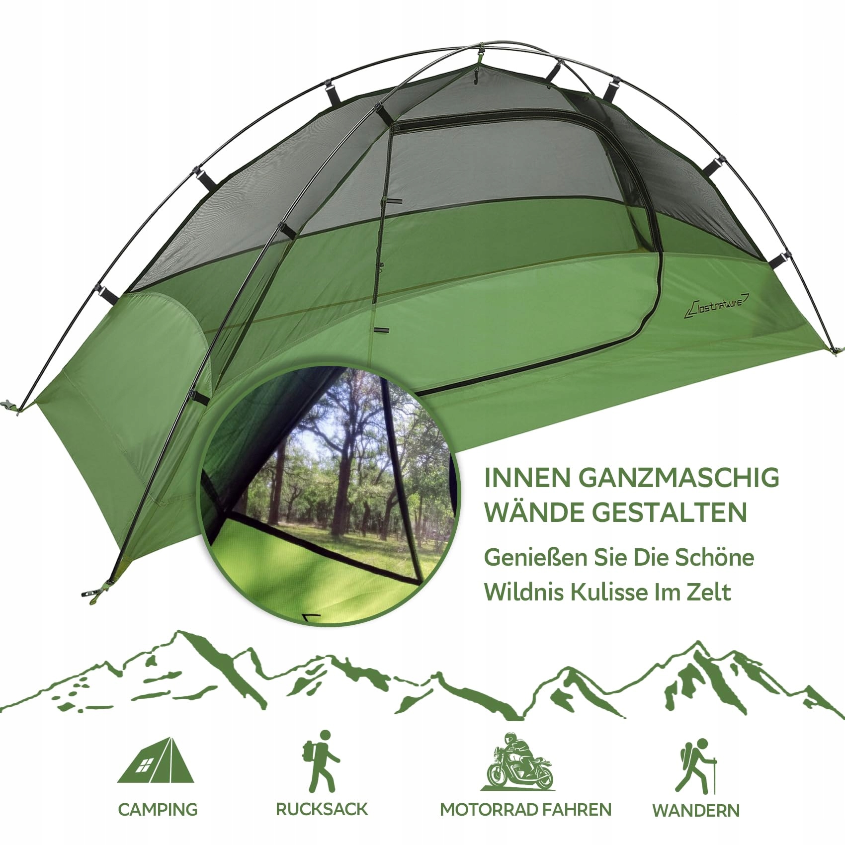CLOSTNATURE Namiot Jednoosobowy Wodoodporny Lekki Na Trekking i Bikepacking — miniatura 4