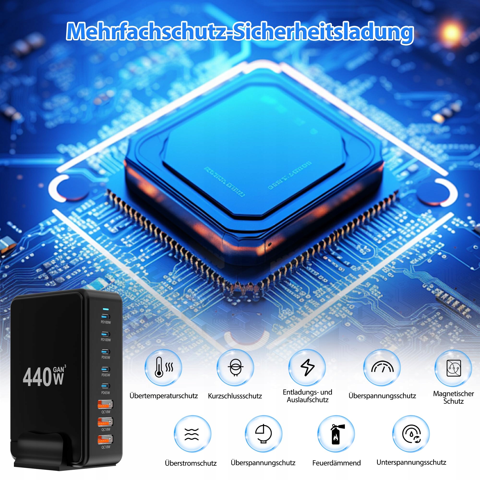 BOTEWO USB C ŁADOWARKA 440W Szybka Ładowarka PD QC 30 Do Urządzeń — miniatura 5