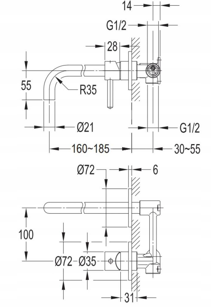 OMNIRES Bateria umywalkowa podtynkowa ZŁOTO SZCZOTKOWANE Y1215HGLB EAN (GTIN) 5902539836561
