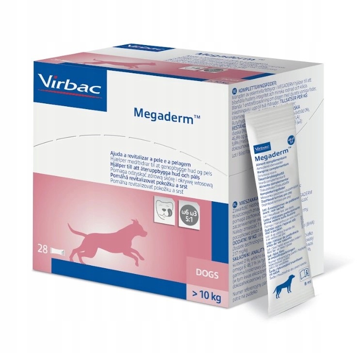 Levně Virbac Megaderm 28x8 ml doplněk stravy pro psy 10-30 kg na kožní problémy