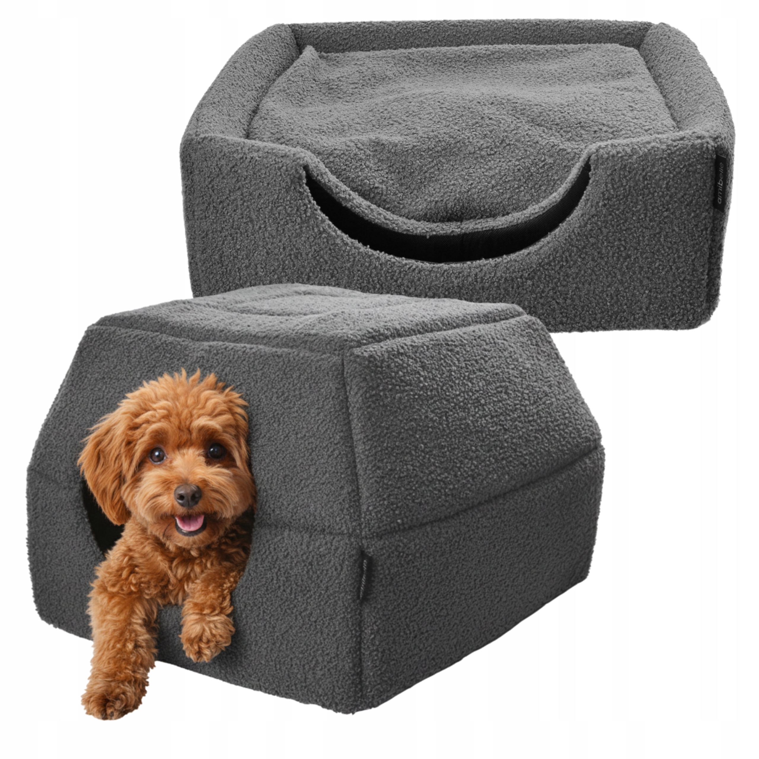 Levně Pelíšek Budka Pro Psa Kočku 2v1 Domeček 48x48 Potah Protiskluzové M