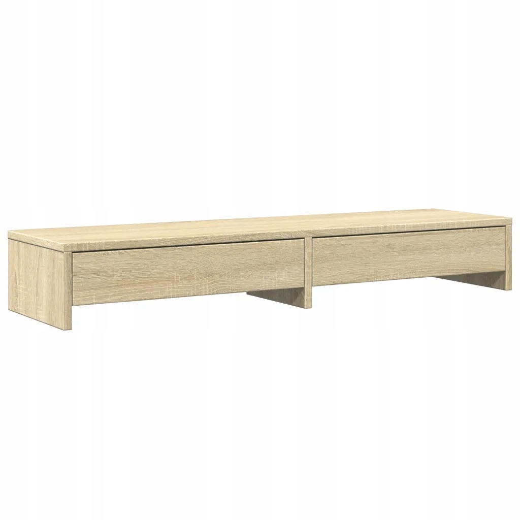 Podwójna Podstawka pod Monitor z Szufladami, Dąb Sonoma, 100x27x15 cm