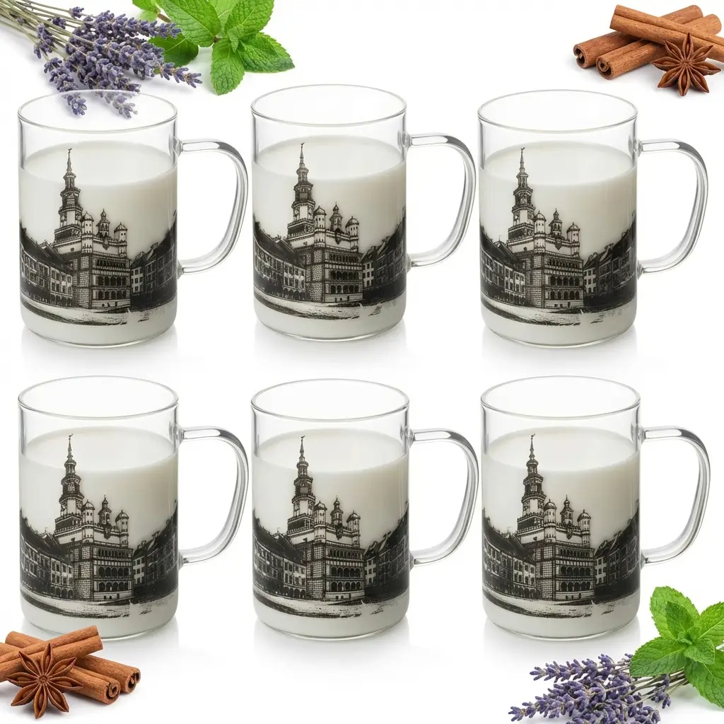 Sklenice Hrnek S Potiskem Město Poznaň 400 ML Sada 6 Sklenic Hrnků Sklo