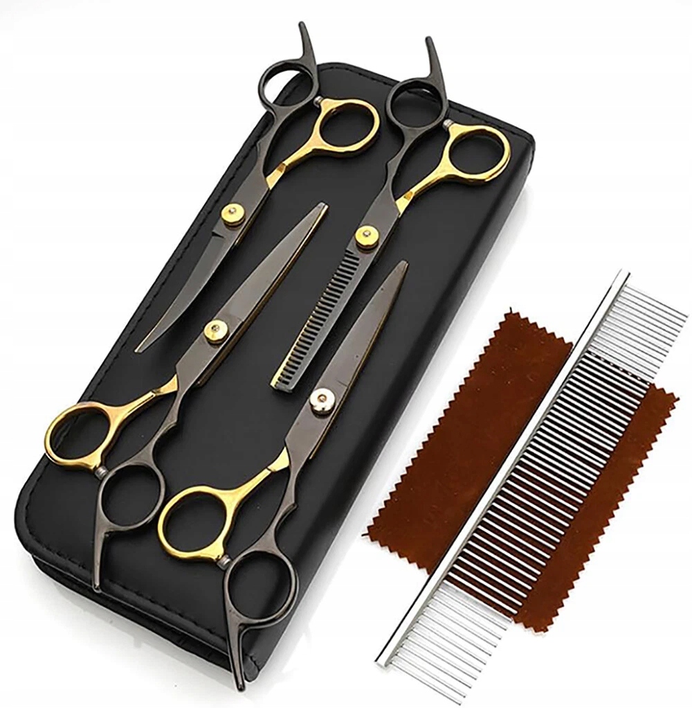 Levně Kadeřnické Groomerské Nůžky Na Stříhání Psa Kadeřník Psi 4+1 Sada