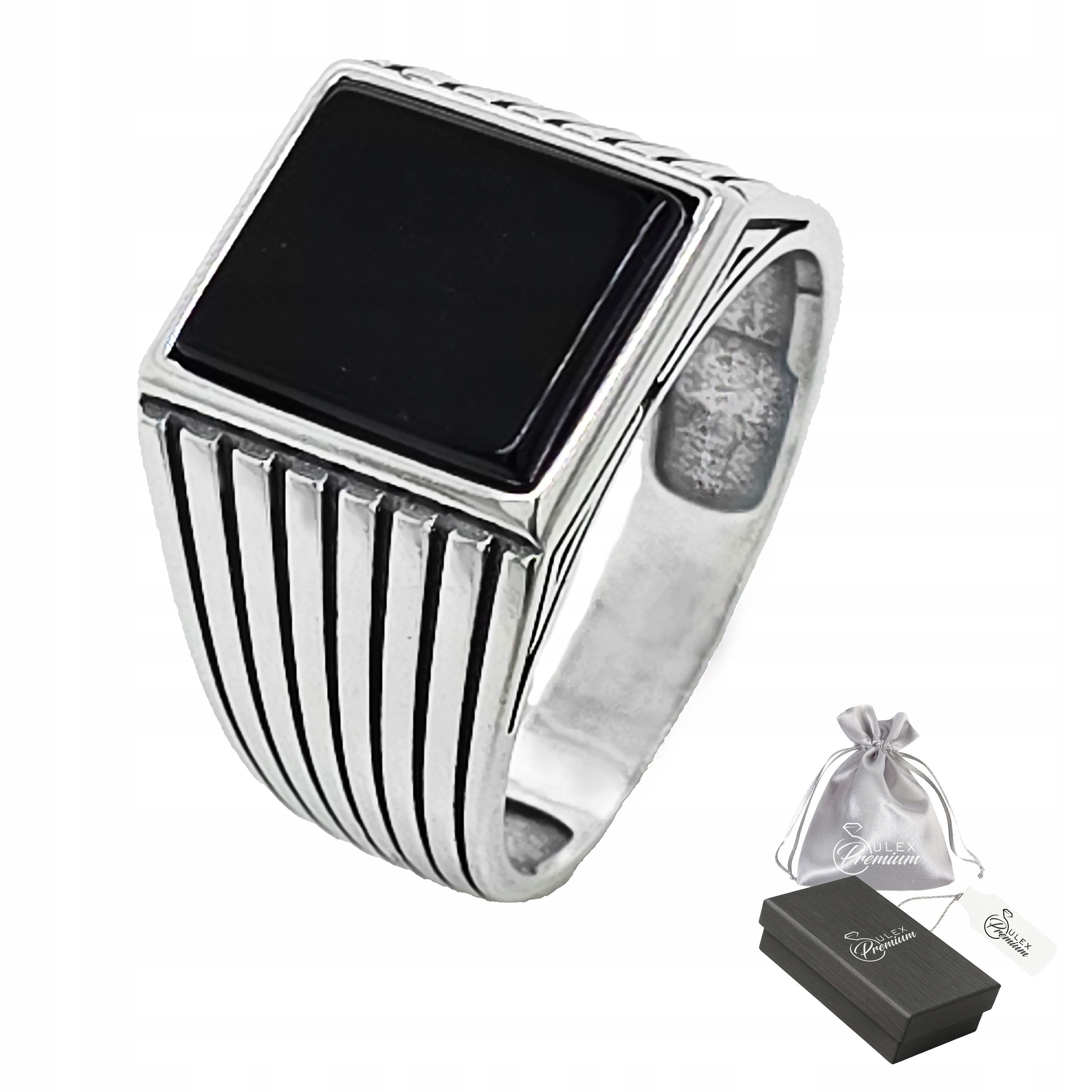 Moderní Sygnet stříbro ryzost 925 Pánský prsten Onyx Čtvercový vel. 18