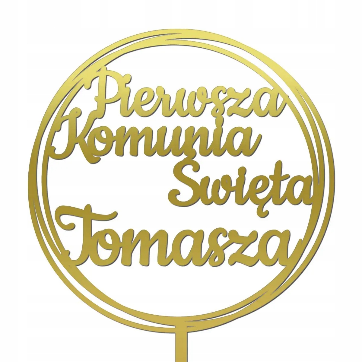

Topper Pierwsza Komunia Św. Imię Napis Tort złoty