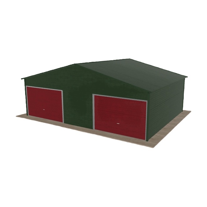 Plechová garáž 8x6 m dvoupolohová, dvoupolohová, zelená