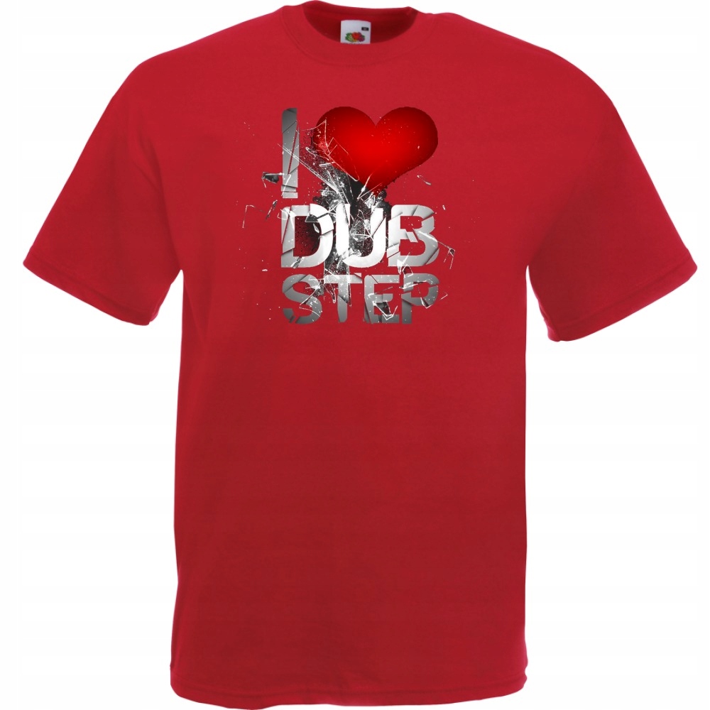 

Koszulka z nadrukiem i love dubstep M ceglana czer
