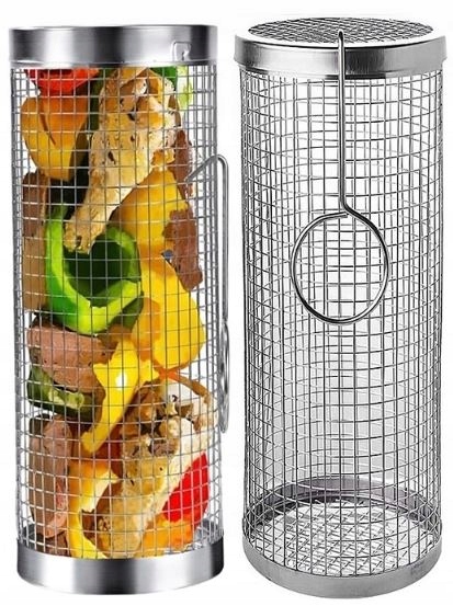 KOSZ DO GRILLOWANIA WARZYW FRYTEK RUSZT SIATKA OBROTOWA NA GRILLA 30x 9,3cm