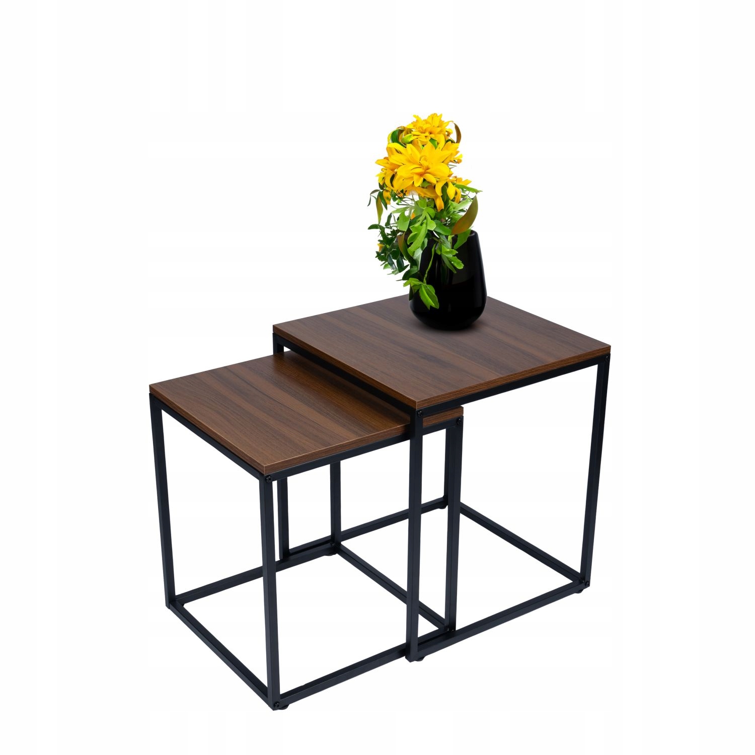 Bauerkraft G-820 Moderné štvorcové konferenčné stolíky 2v1, loft, orech