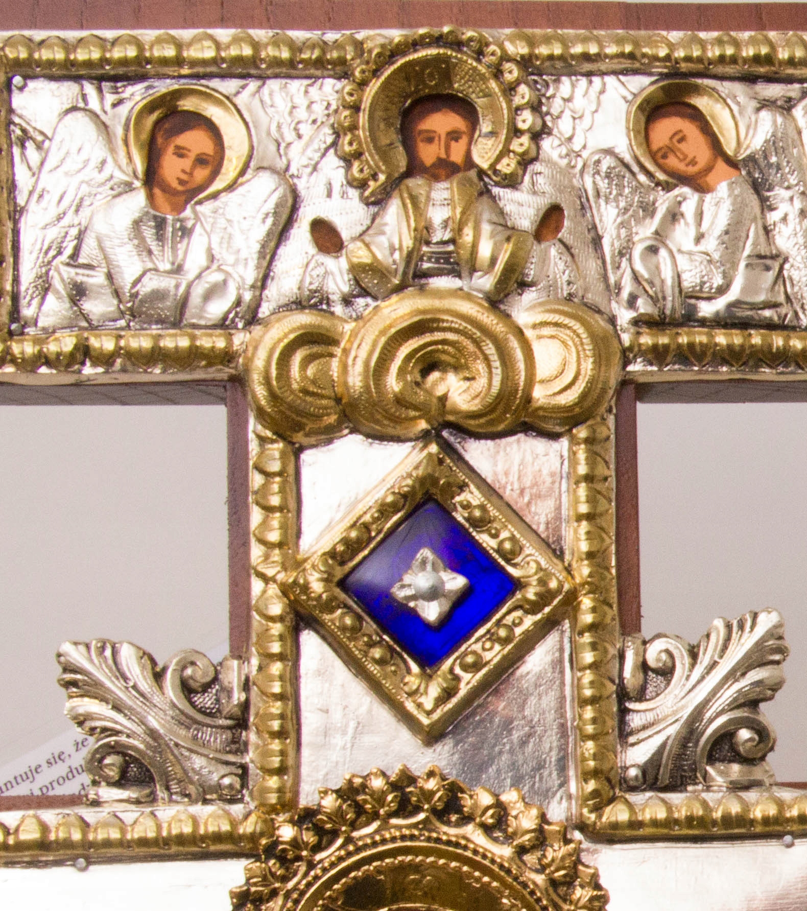 Krucyfiks Franciszkański KAMIENIE JUBLIERSKIE +++ Szerokość 35 cm
