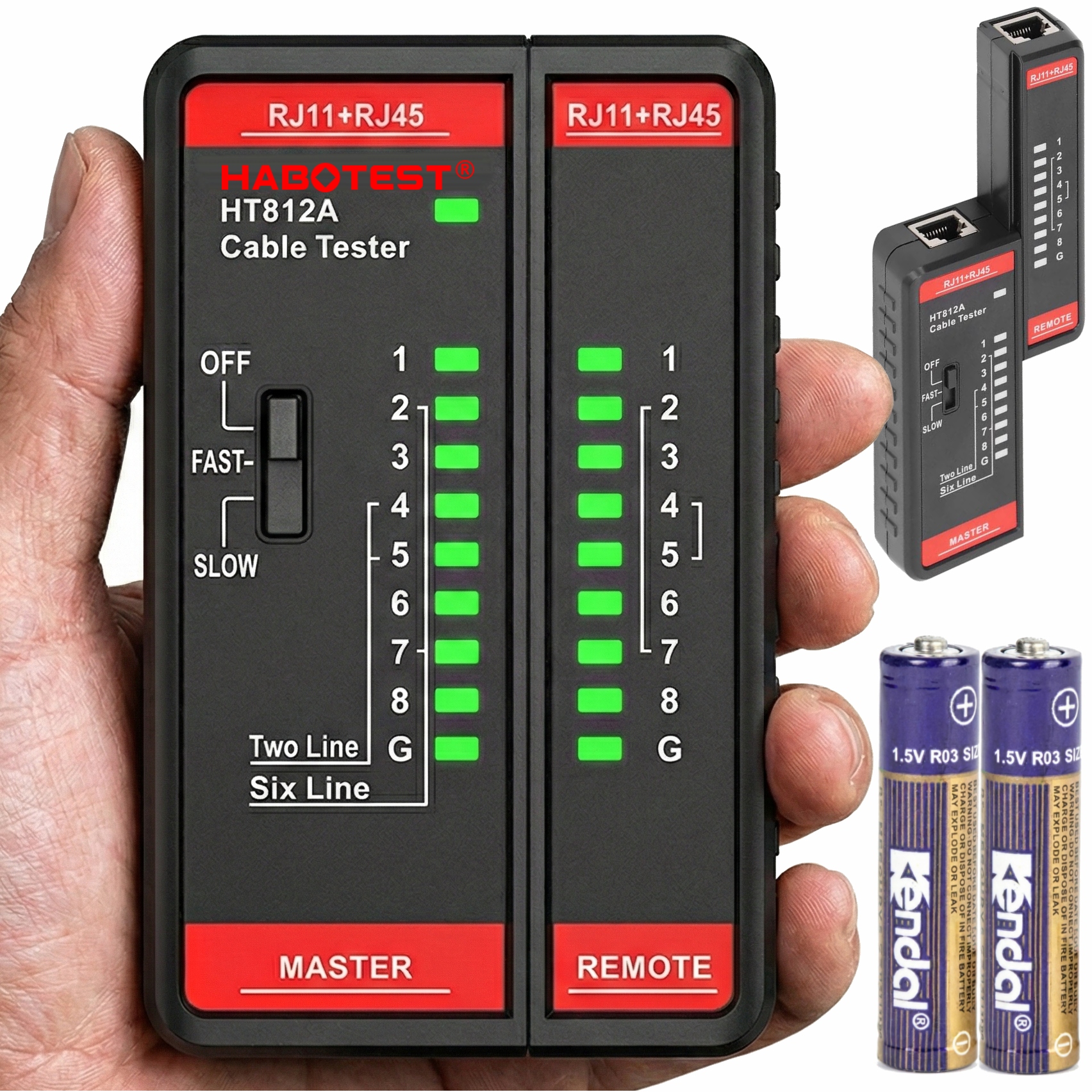Tester przewodów sieciowych LAN RJ11 / RJ45 Habotest HT812A do diagnostyki