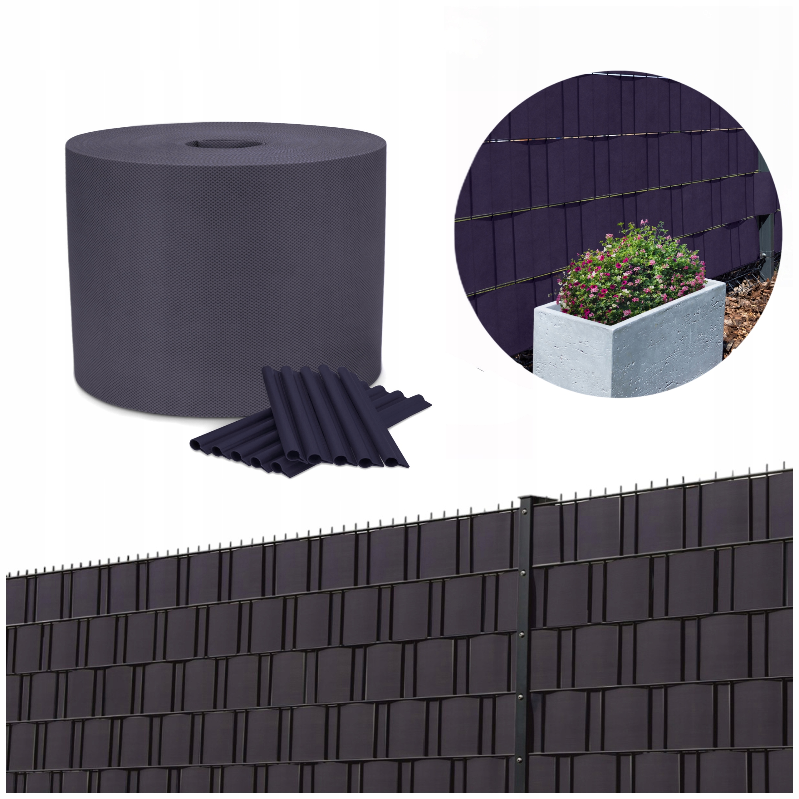 Taśma Ogrodzeniowa 15cmX98m 78 Klipsy +uv Osłona Na Ogrodzenie Płot Panel