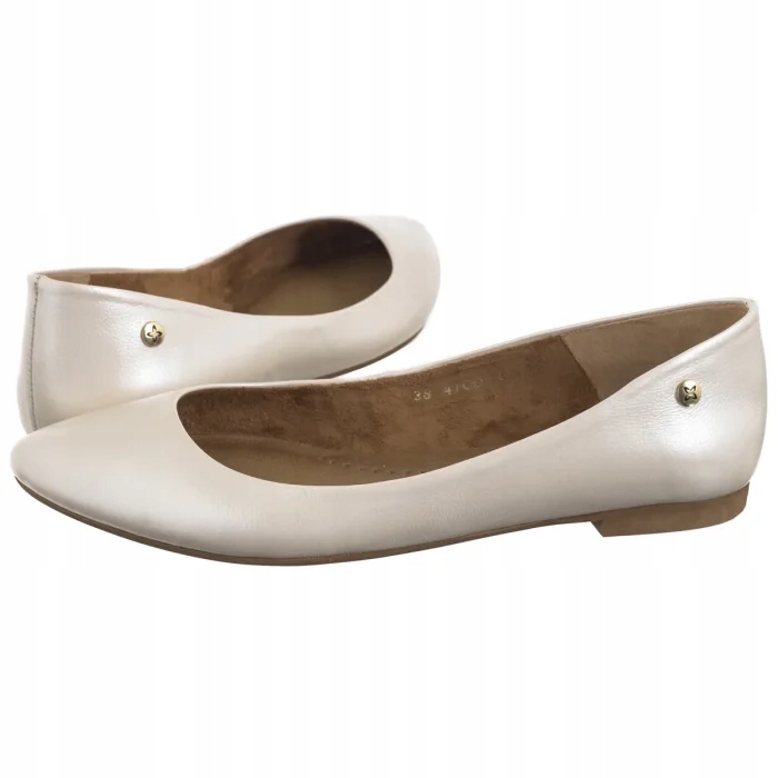 Kožené baleríny Maciejka Světle béžové 04100-26/00-8 Béžové