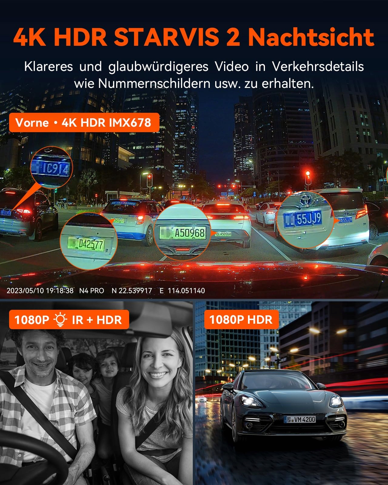 VANTRUE N4 Pro Kamera Samochodowa 4K 360° WiFi GPS IR Nocny Tryb — miniatura 3
