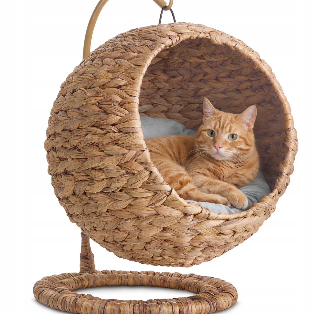 Bujane Legowisko Kokon Dla Kota Psa Duży Kosz Szara Poduszka