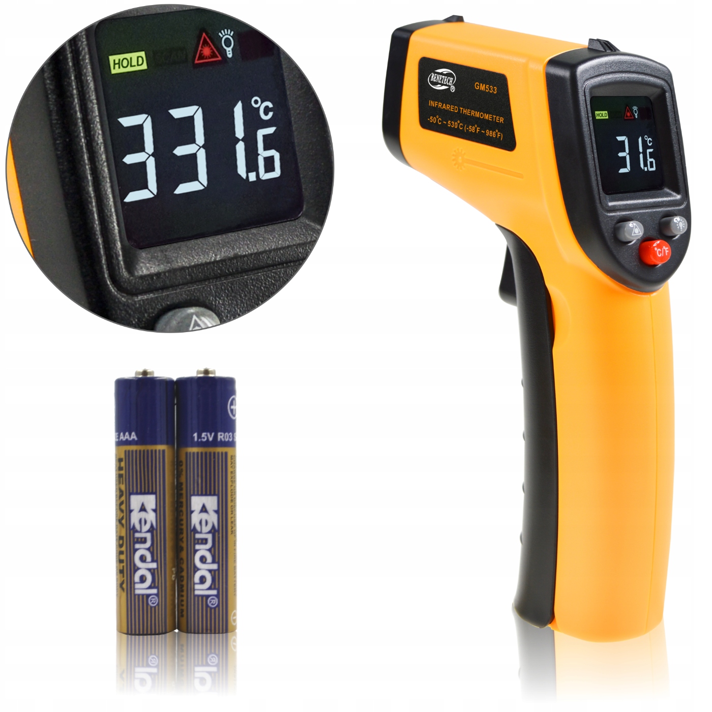 PIROMETR TERMOMETR LASEROWY BEZDOTYKOWY MIERNIK NA PODCZERWIEŃ -50 +530°C