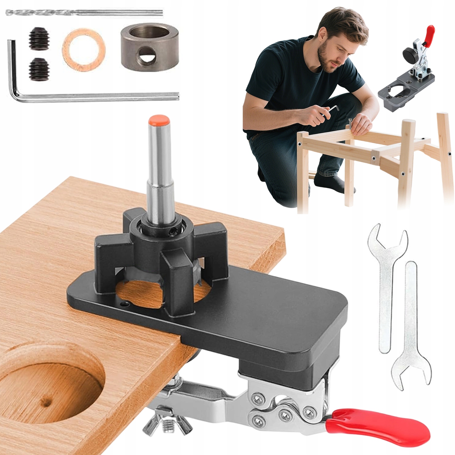 Vrták Na Závěsy 35 MM Šablona Pro Vrtání Pomocí Nastavitelné Svorky Skříněk