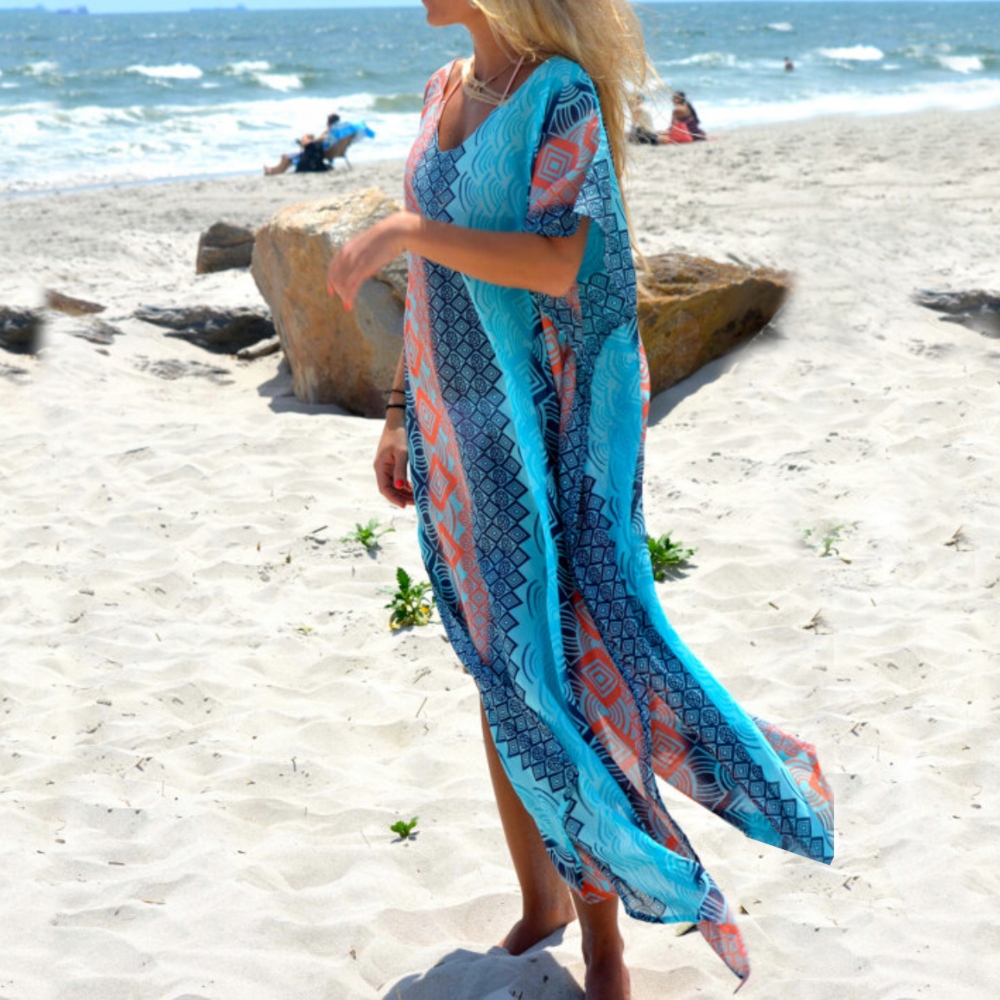 LETNIA TUNIKA PLAŻOWA PAREO SUKIENKA NARZUTKA BOHO Marka SNM