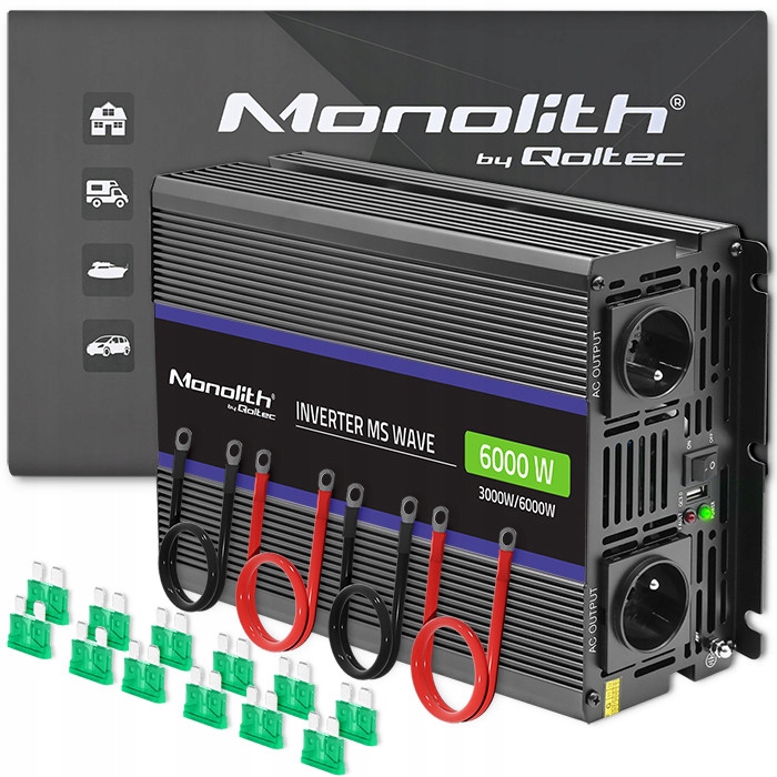 Qoltec Menič napätia 6000 Ms Wave 12V na 230V 3000/6000W Usb