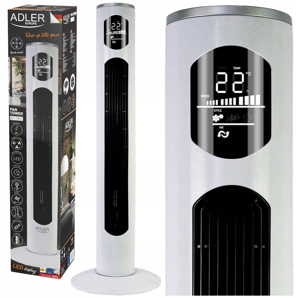 WENTYLATOR KOLUMNOWY 96CM PODŁOGOWY PILOT TIMER