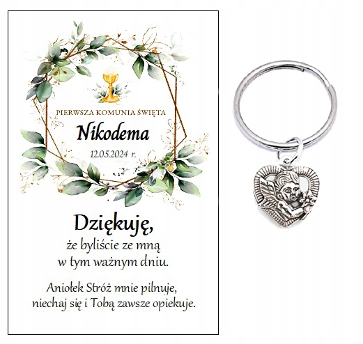 Podziękowania dla gości breloczek ANIOŁEK NR 70 KOMUNIA PAMIĄTKA PREZENT