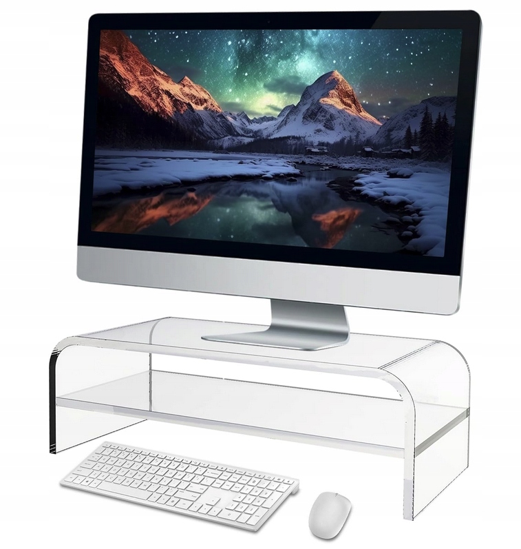 Podstawka pod Monitor Akrylowa Nadstawka Biurko 2 Poziomy Organizer Laptop