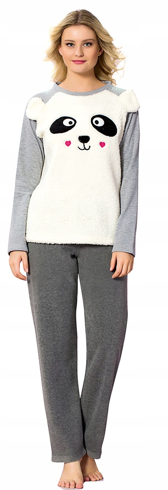 Teplé Fleecové Pyžamo Panda Srdce Medvídek Teplákovka XL