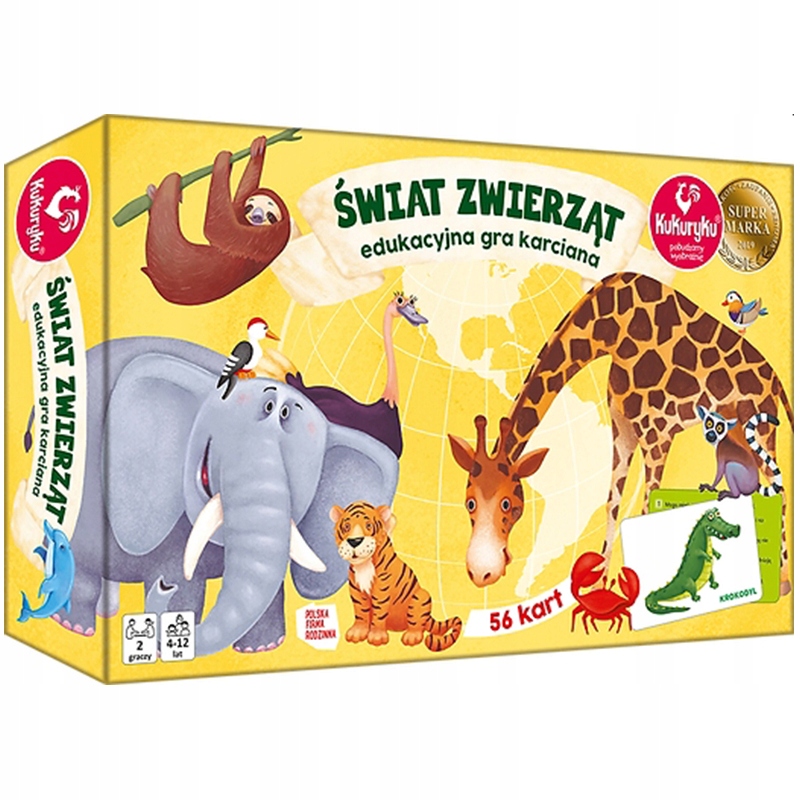 ŚWIAT ZWIERZĄT EDUKACYJNA GRA KARCIANA KUKURYKU