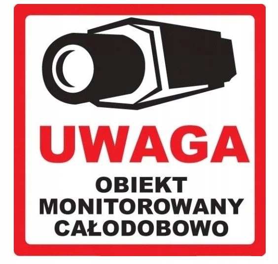 

Naklejka Obiekt Monitorowany Całodobowo 20x20cm