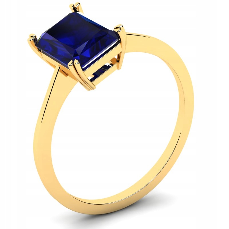 

Pierścionek Złoty Błyszczący Z Szafirową Cyrkonią