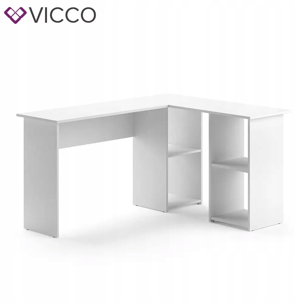 Rohový písací stôl Vicco Carlo 136 x 40 x 73 cm, biely