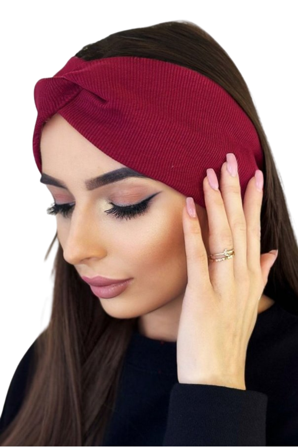 Bordó Pruhovaná Ruthová Čelenka Z Bavlny