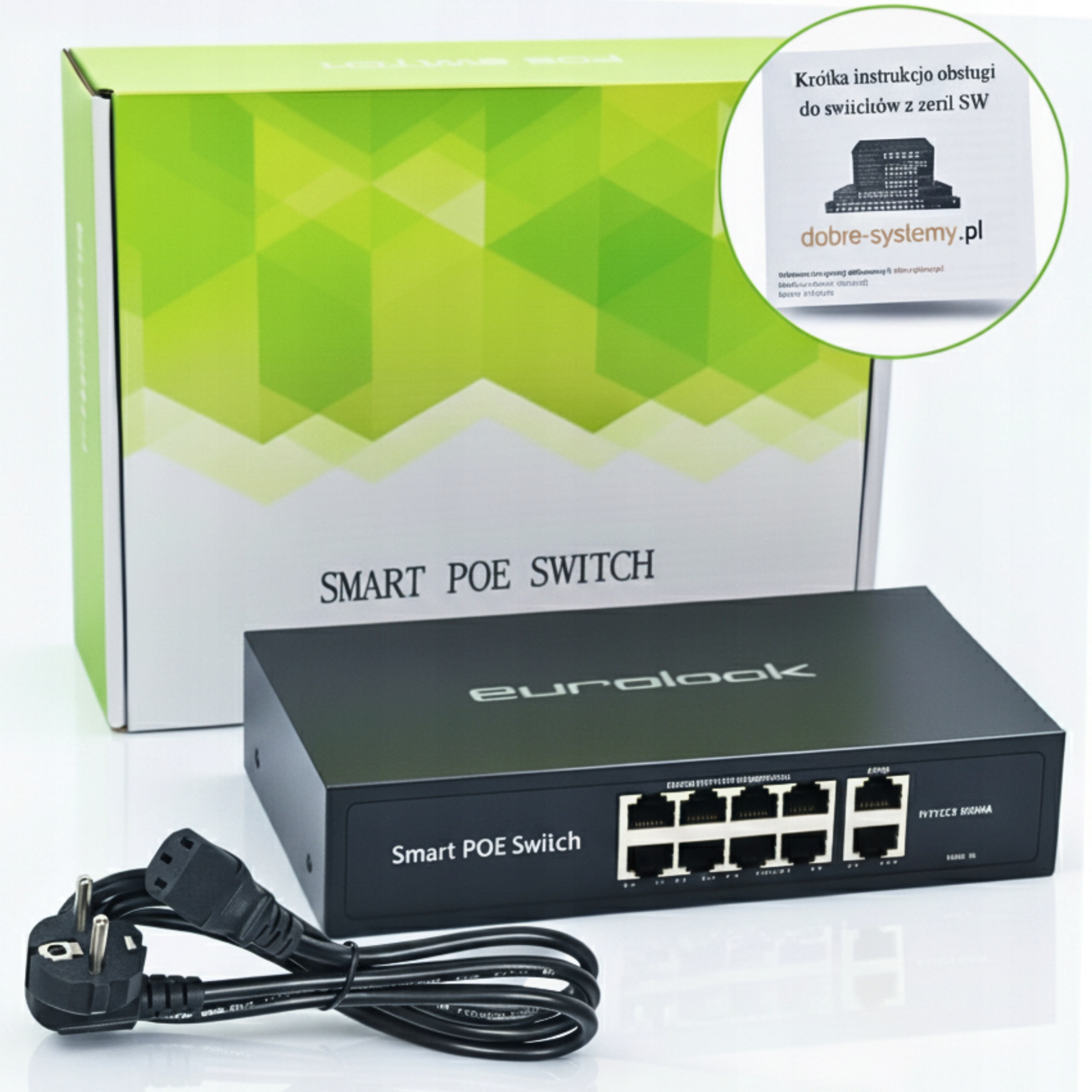 Switch Poe Sieťový Adaptér Pre Ip Kamery 8xPOE 2xUpLINK 1Gb/s 120W 10 Portov