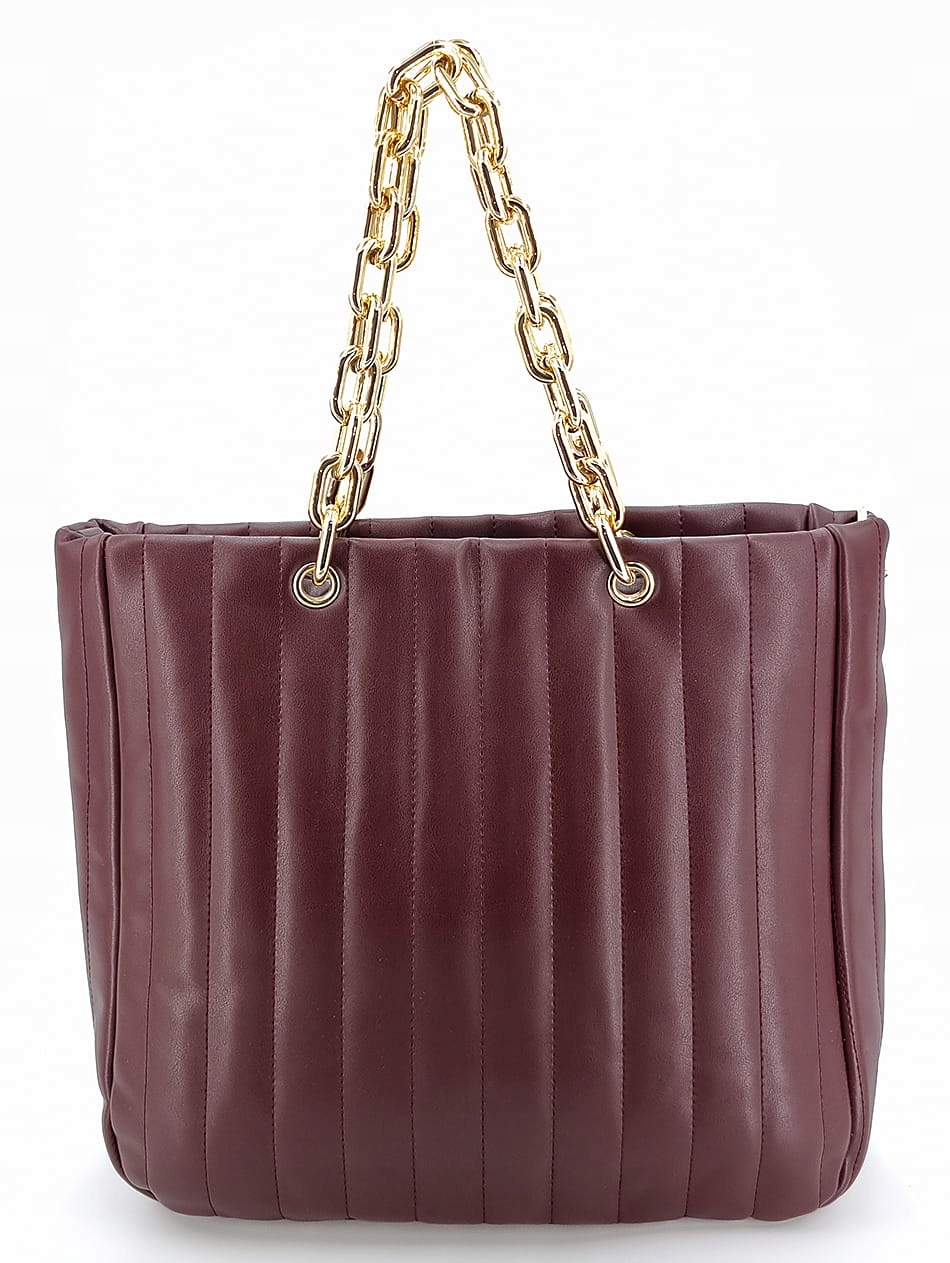 Červený dámský shopper se zlatými řetízky