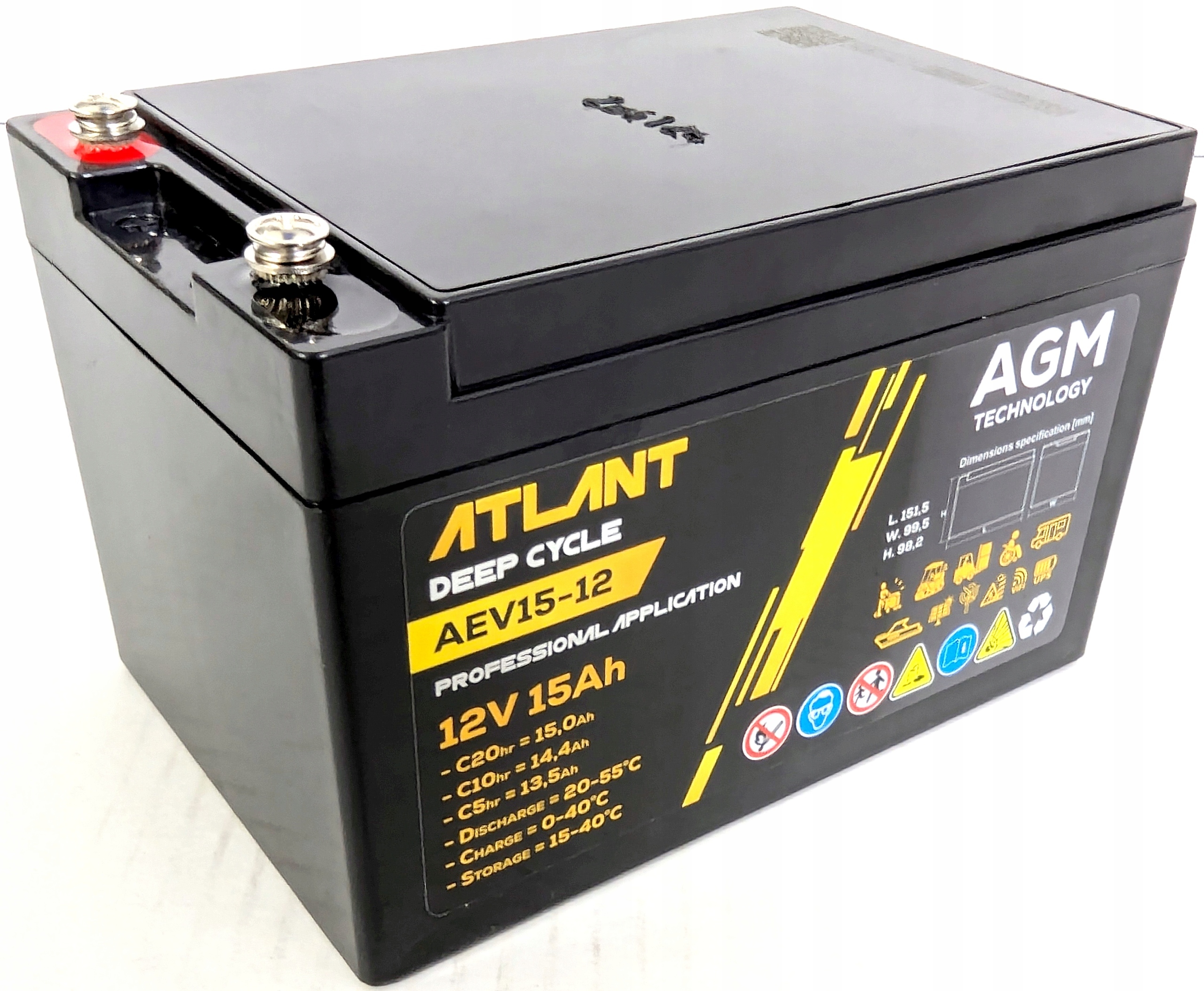 Akumulator Agm Atlant Deep Cycle Aev 15-12 12V 15Ah