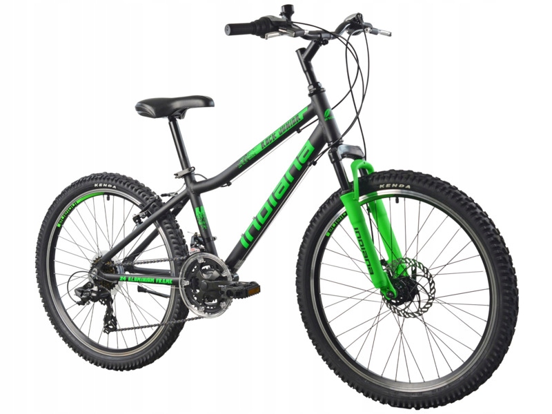 Rower młodzieżowy Indiana Rock Jr 24 cale dla chłopca Czarno-zielony