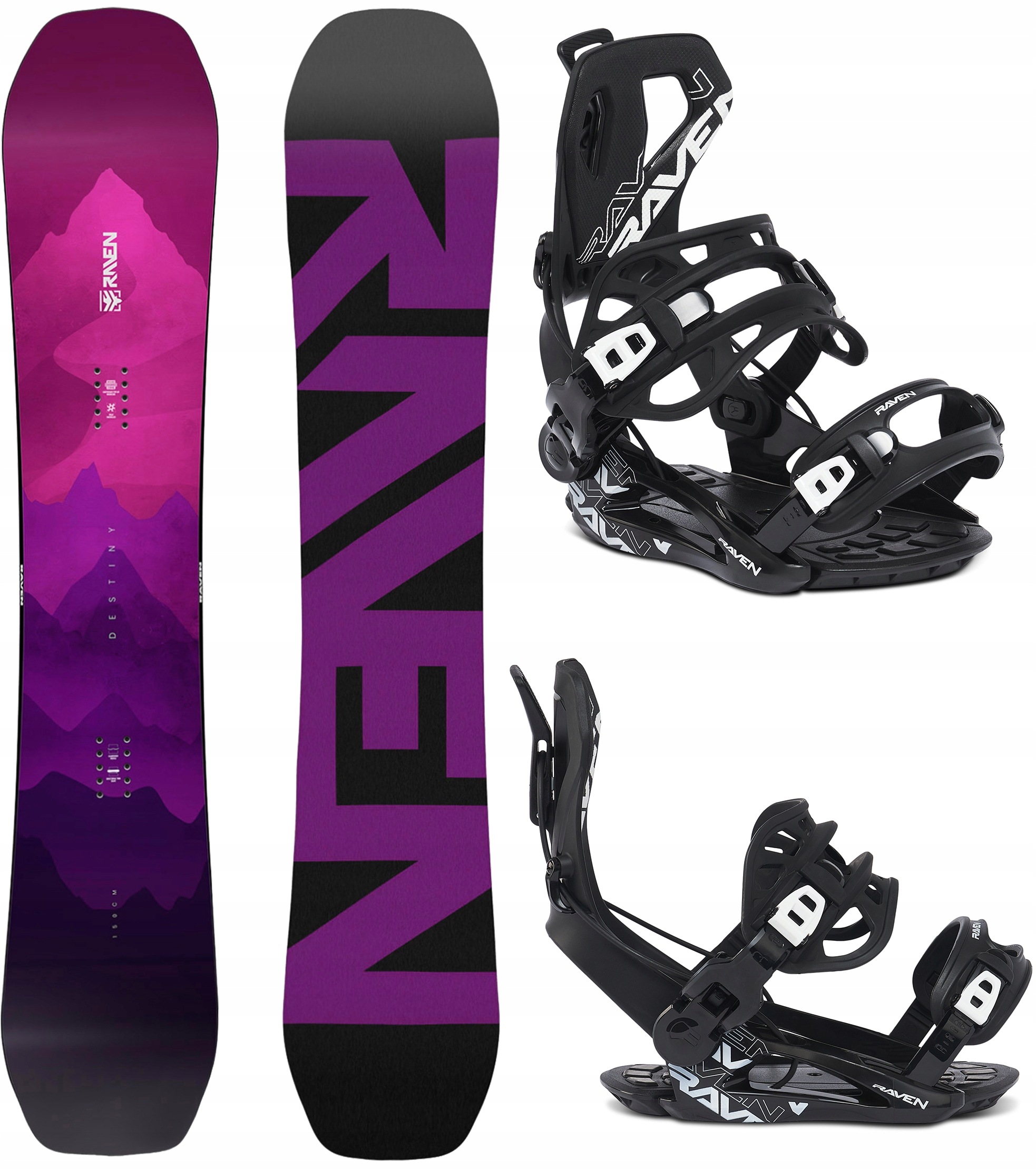 Snowboard Raven Destiny 148cm wiązania Raven FT360 Black M