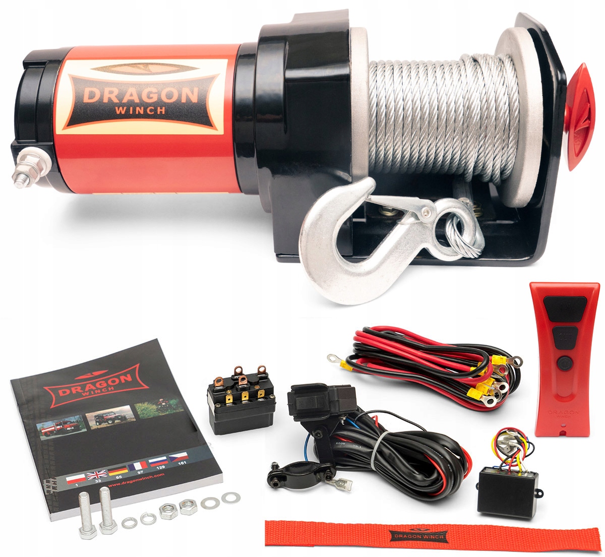 Vytahovač 2000 lbs 12V Elektrický lanový Naviják pro pluh čtyřkolky malý