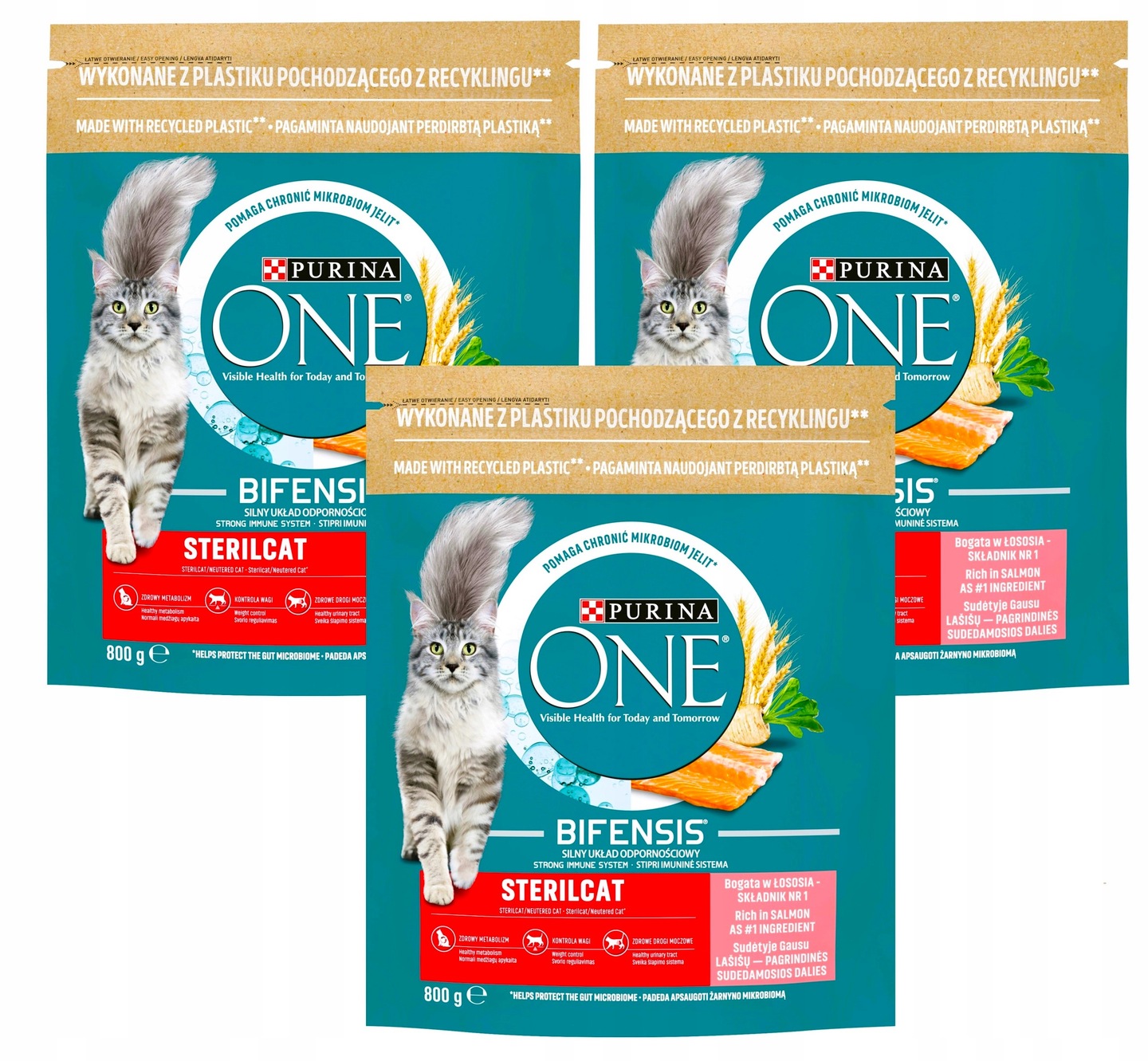 Purina One Sterilcat Lososová Krmivo 3x 800g