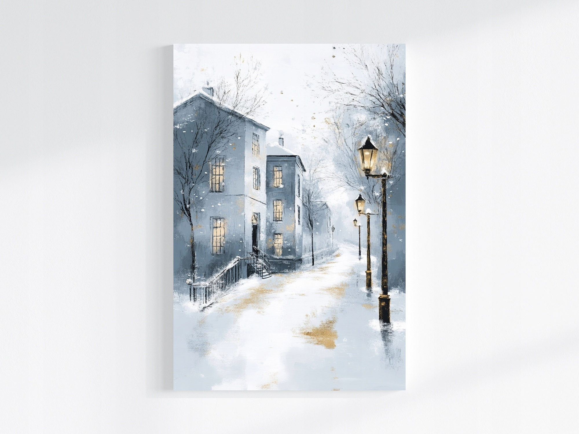 Obraz Na Plátně Město Domy Ulice Lucery Světle Modrá 80x120