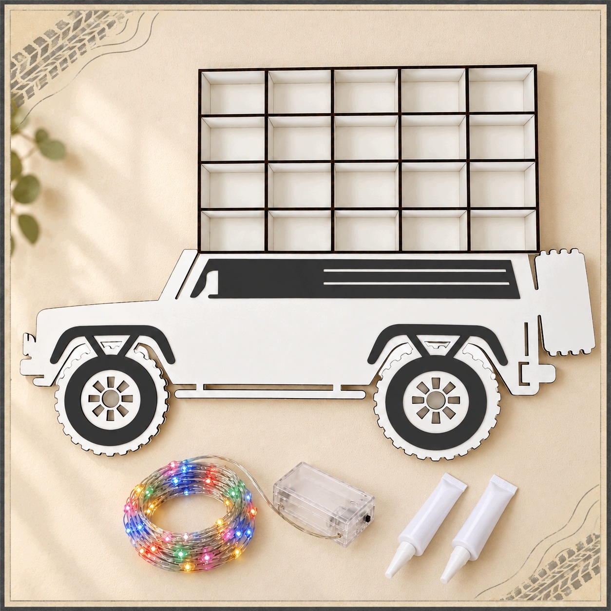 Organizer na resoraki Wielkie Auto Terenowe Autka 87x58cm Ledowy na ścianę