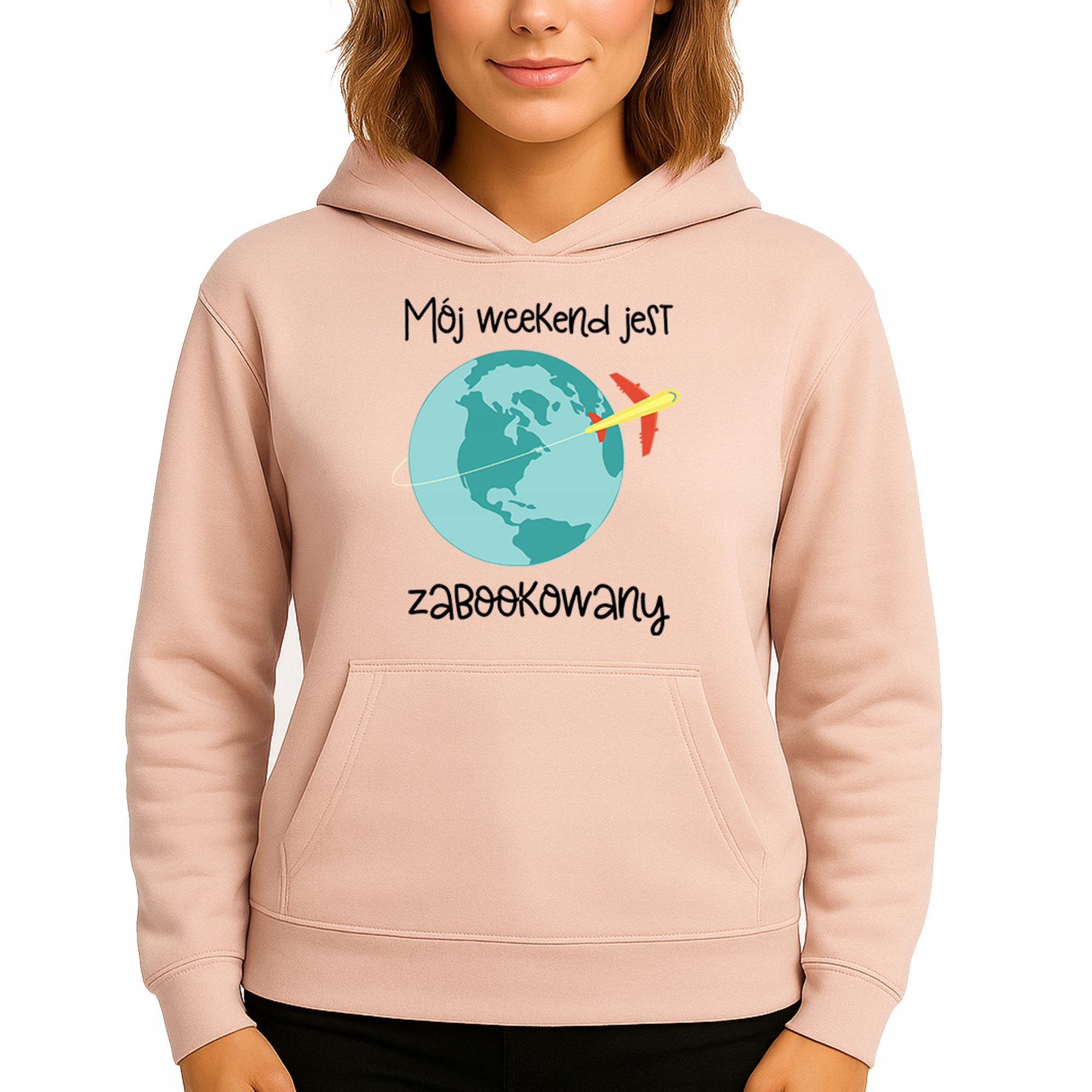 Mikina Broskvová Hoodie S Kapucí Víkend je zabookovaný S