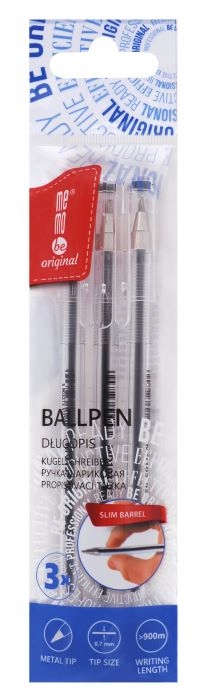 

Długopis biurowy 0,7mm MemoBe mix 2 nieb.+1 czarny