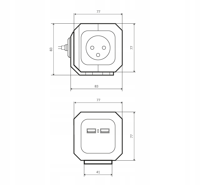 PRZEDŁUŻACZ LISTWA KOSTKA CUBE 4 GNIAZDA + 2x USB Długość kabla 1.4 m
