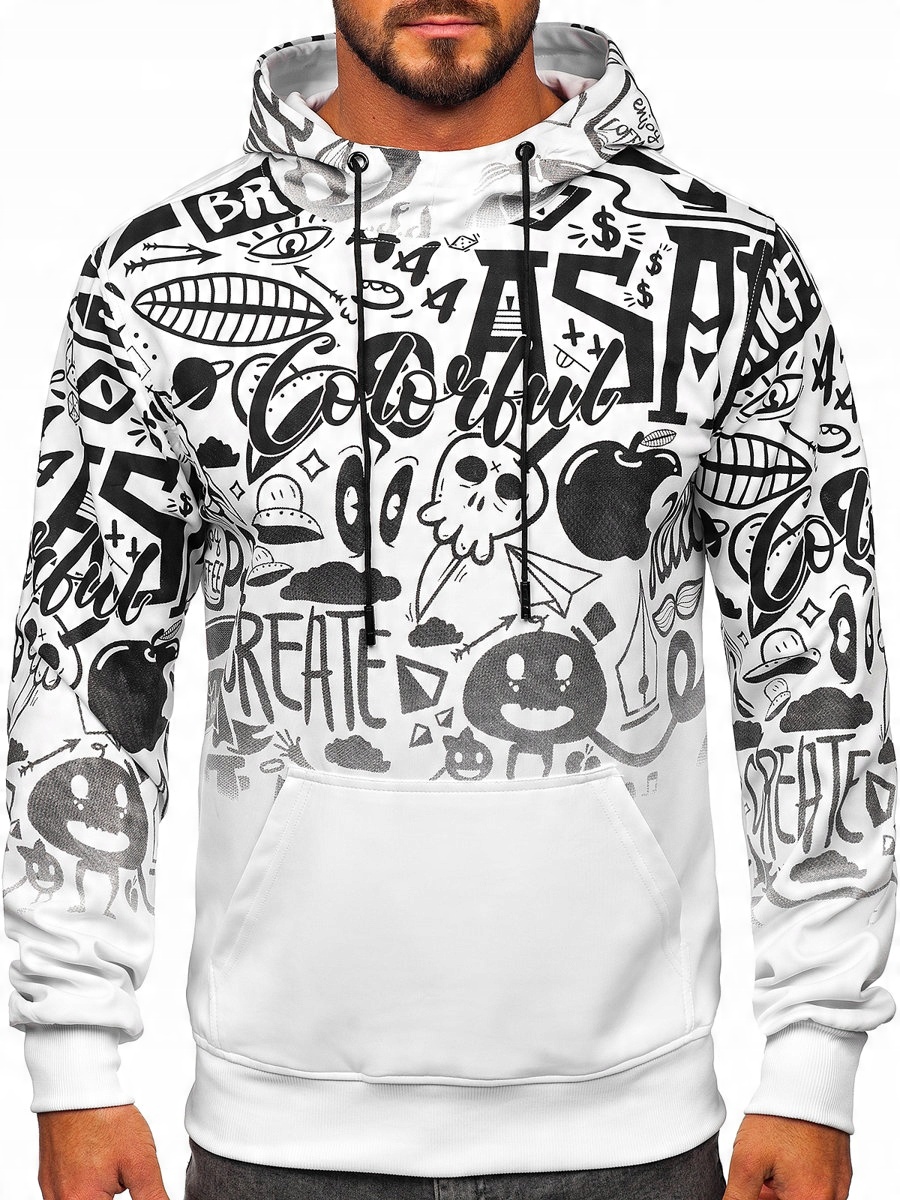 

Bluza Męska Z Kapturem Biała 8B995 Denley_xl