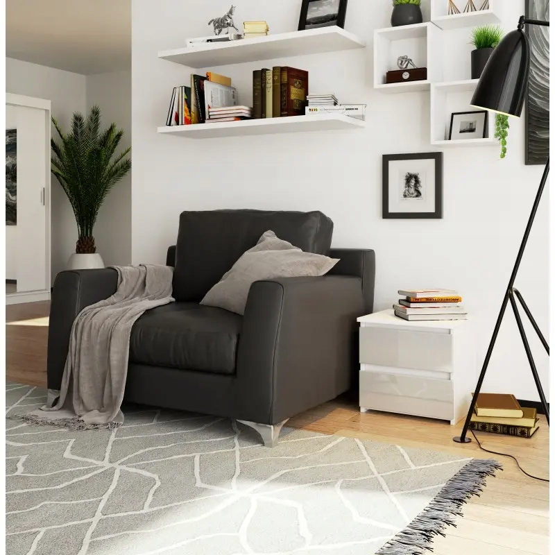 Młodzieżowy stolik nocny metalik połysk 2 szuflady Wysokość mebla 40 cm