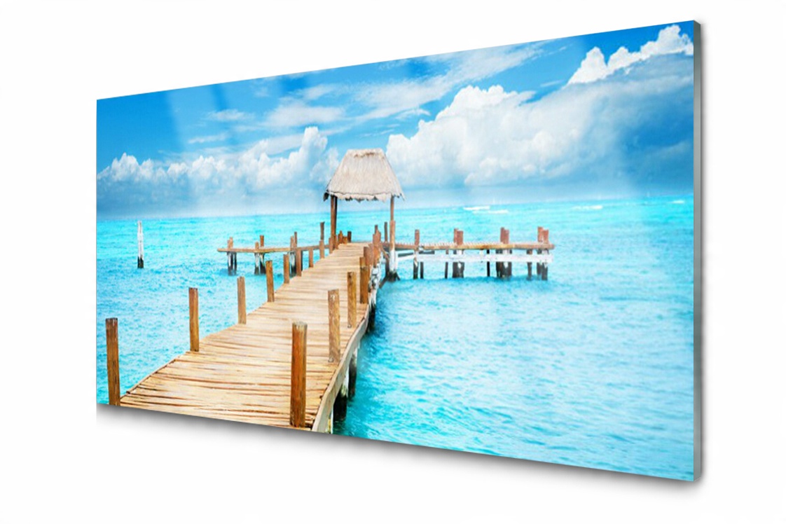 

Panel szklany dekor Most Morze 140x70 + Klej