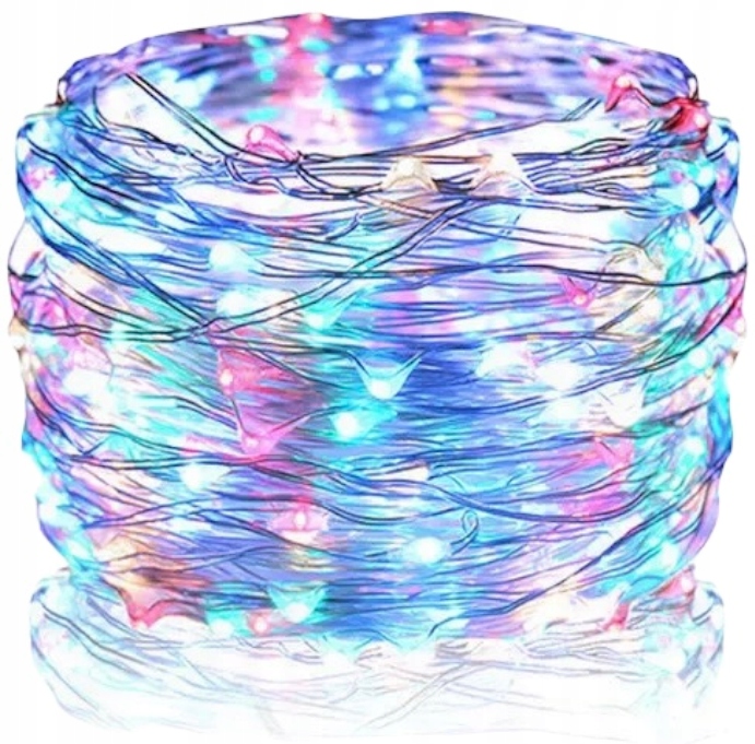 LAMPKI CHOINKOWE DRUCIKI 100LED MULTIKOLOR BATERIE