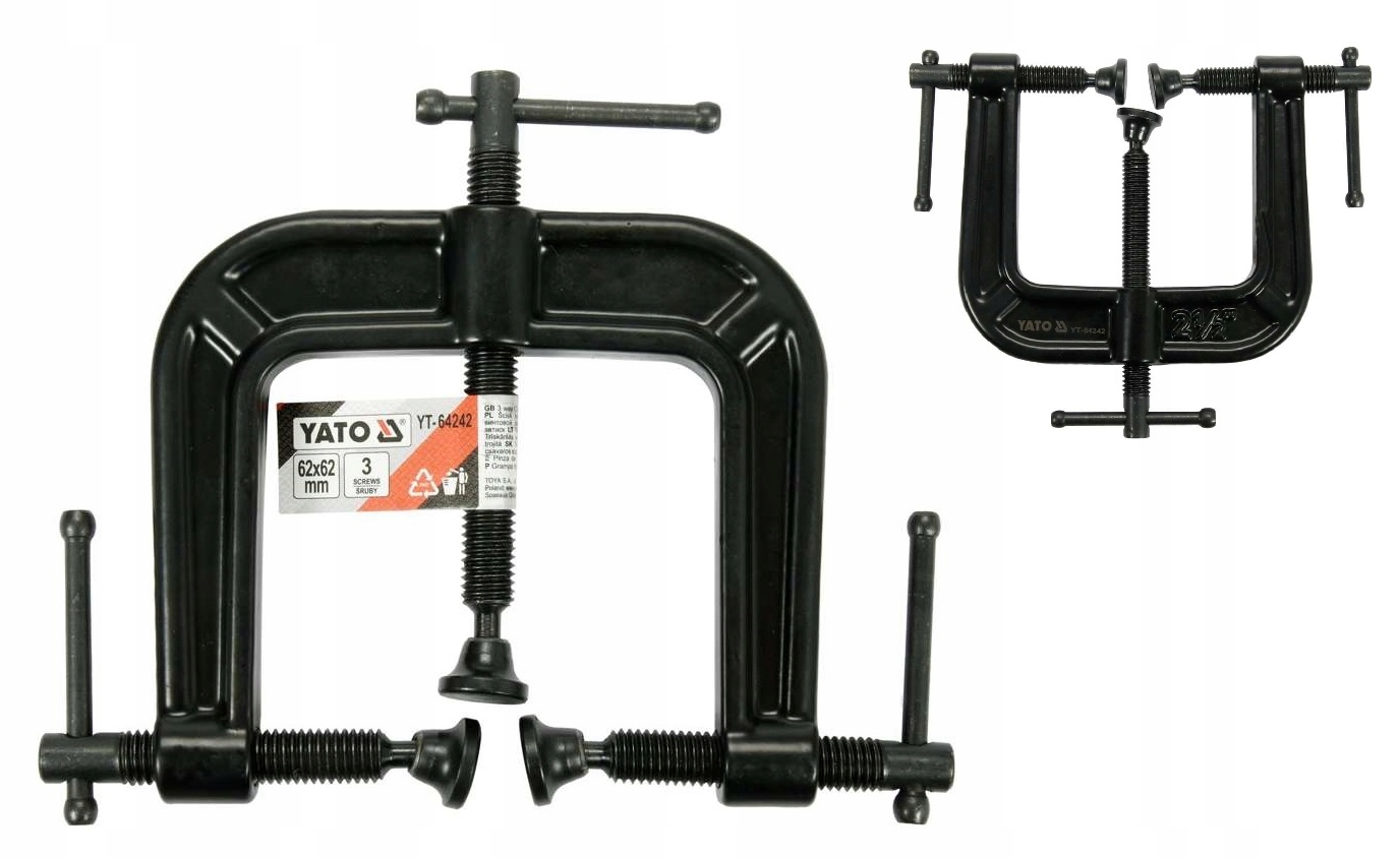 ŚCISK STOL. ŚRUBOWY POTRÓJNY 62x62mm YATO YT-64242